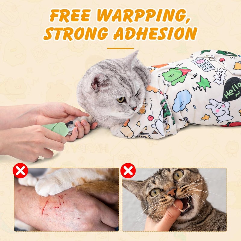 ondware Store 31.5 in Cat Wrap for Cutting Nails, Self-Adhesive Cat Grooming Wrap Anti-Escape Cat Restraint for Nail Clipping Cat Swaddle Wrap Cat Wrapping Cloth for Pet Cleaning and Beauty (Within 22 lbs) - Image 3